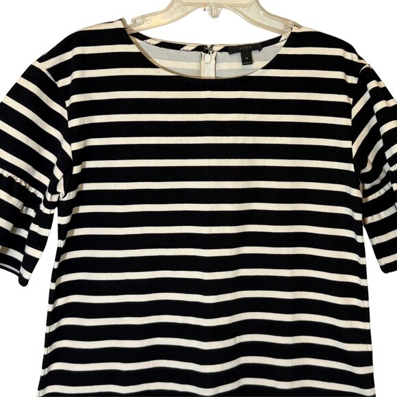J. Crew Black n White Striped Short Sleeve Dress - Size Medium - Picture 2 of 8